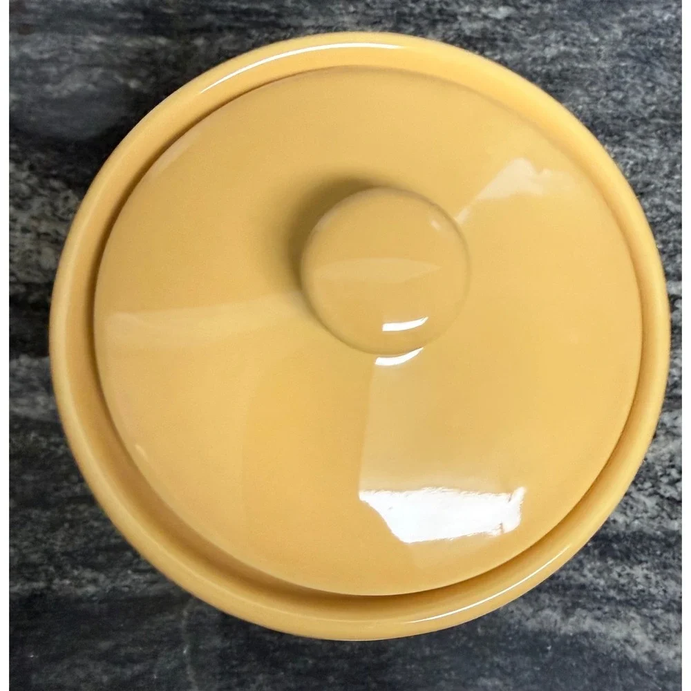 Longaberger Pottery Woven Traditions Small Canister Butternut Yellow w/ Lid USA